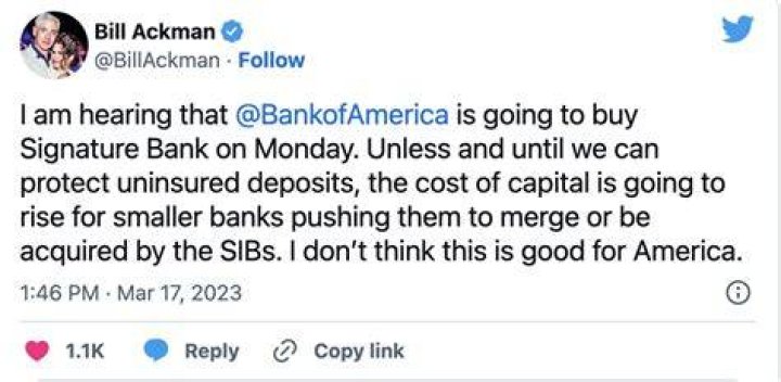 Bank of America to buy Signature Bank: Bill Ackman