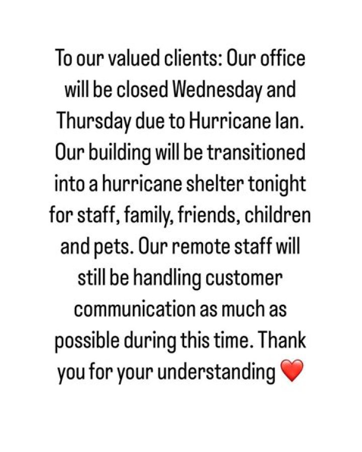 CEO tells staff to go to office during Hurricane Ian
