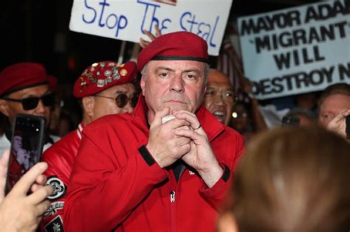 George Santos smirks at protest against Queens migrant shelter