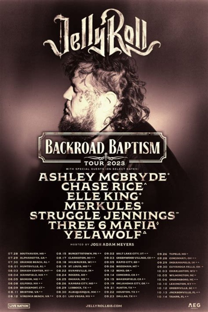 Jelly Roll 'Backroad Baptism' tour 2023: Tickets, dates, prices