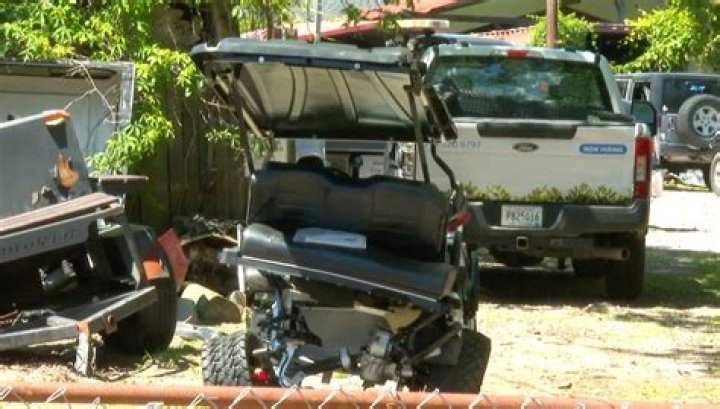 Mangled vehicle ridden by bride Sam Hutchinson seen after fatal crash