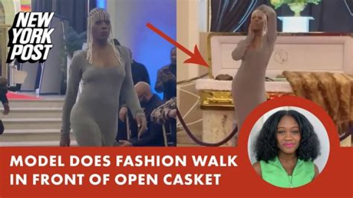 NJ model struts runway at open casket funeral, defends tribute