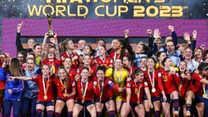 Spain's Olga Carmona shows message on shirt during World Cup win